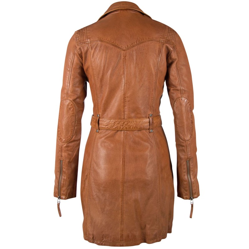 Geaca Lunga de Piele Naturala Dama Gipsy Coniac GGDenna LEGV – IMBRACAMINTE