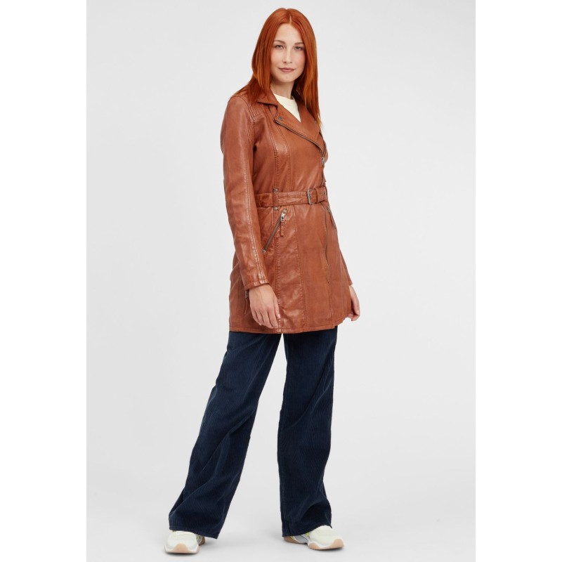 Geaca Lunga de Piele Naturala Dama Gipsy Coniac GGDenna LEGV – IMBRACAMINTE