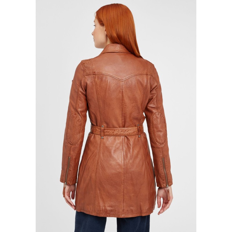 Geaca Lunga de Piele Naturala Dama Gipsy Coniac GGDenna LEGV – IMBRACAMINTE