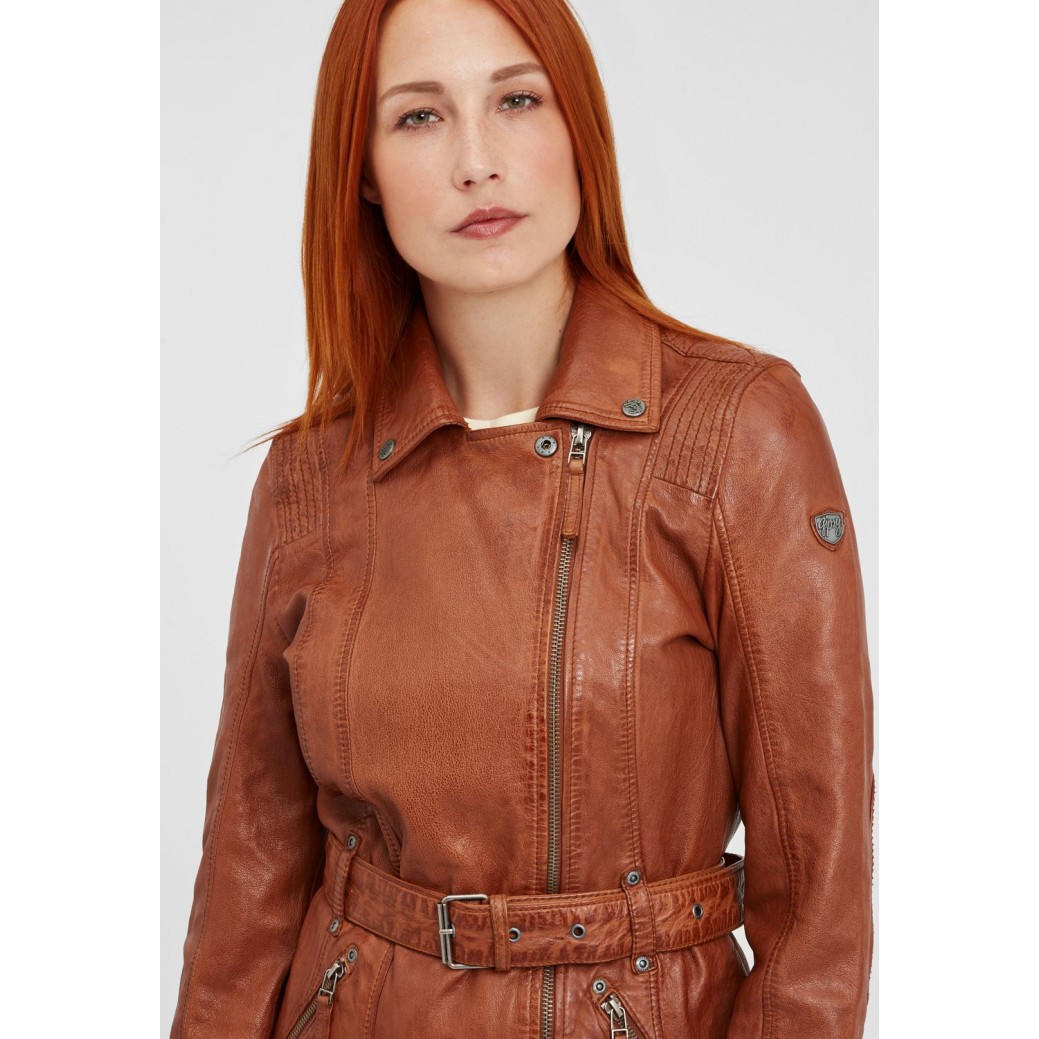 Geaca Lunga de Piele Naturala Dama Gipsy Coniac GGDenna LEGV – IMBRACAMINTE