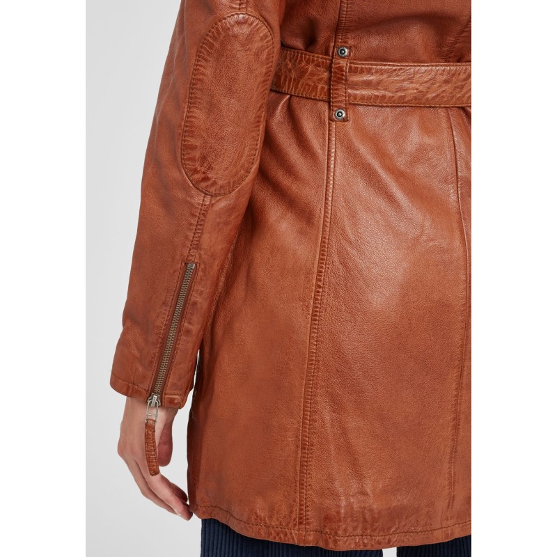 Geaca Lunga de Piele Naturala Dama Gipsy Coniac GGDenna LEGV – IMBRACAMINTE