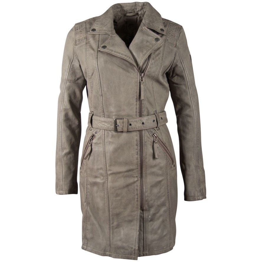 Geaca Lunga de Piele Naturala Dama Gipsy Gri GGDenna LEGV – IMBRACAMINTE