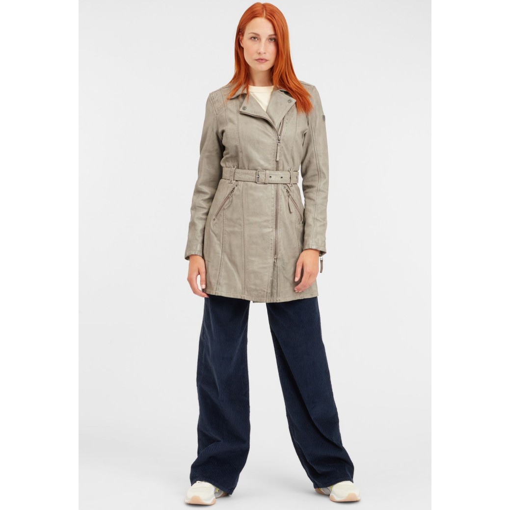 Geaca Lunga de Piele Naturala Dama Gipsy Gri GGDenna LEGV – IMBRACAMINTE