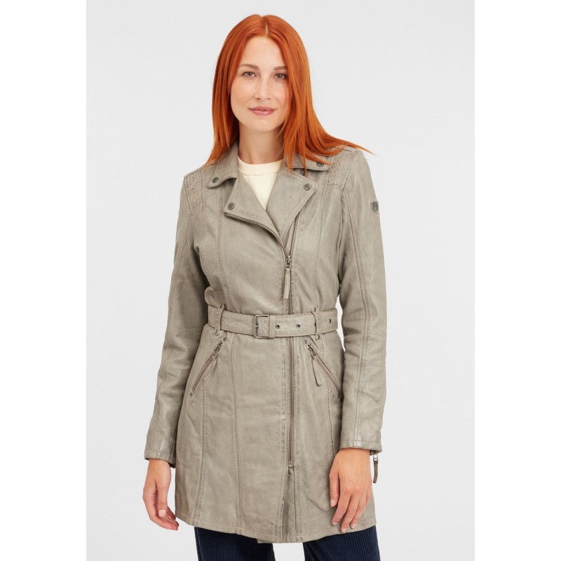 Geaca Lunga de Piele Naturala Dama Gipsy Gri GGDenna LEGV – IMBRACAMINTE