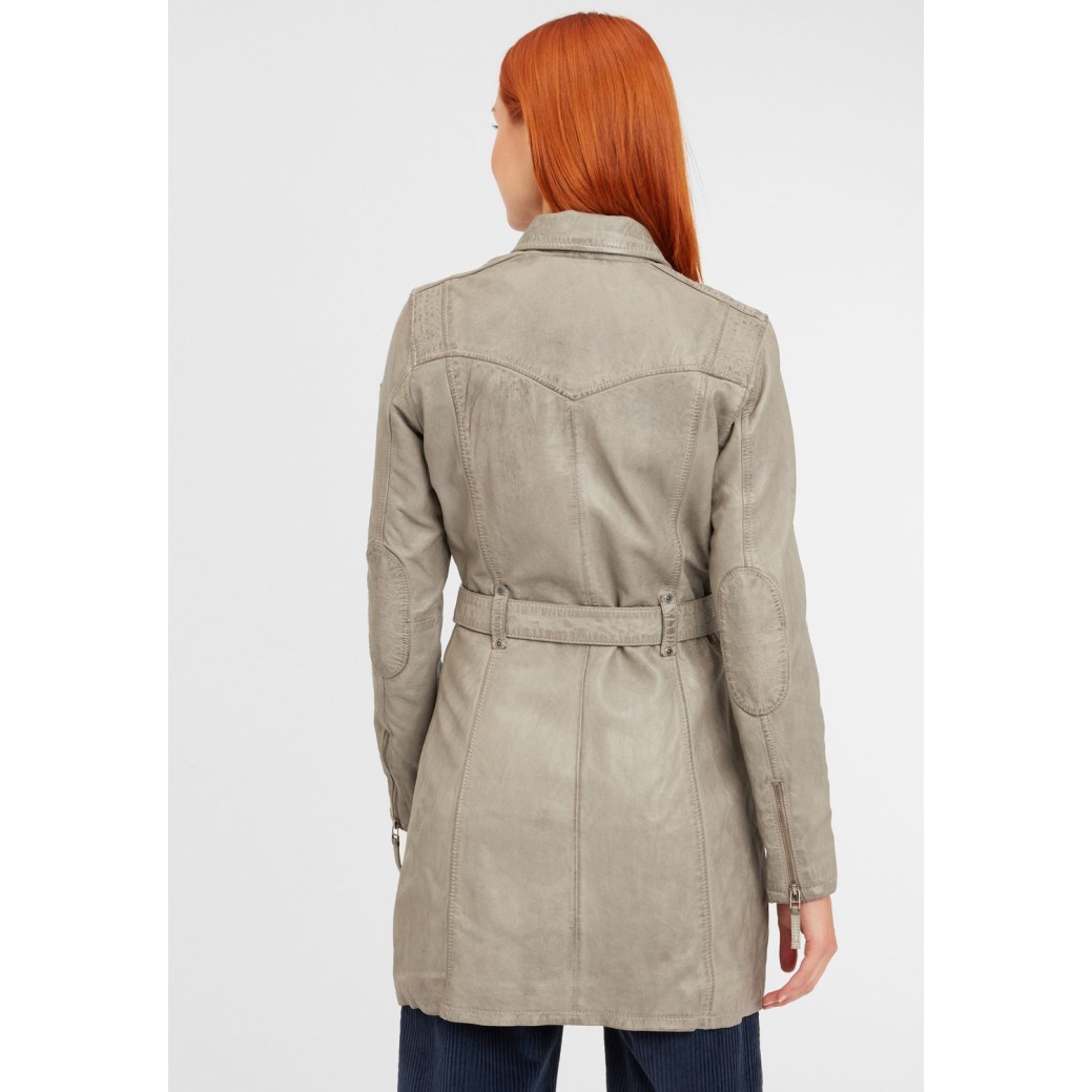 Geaca Lunga de Piele Naturala Dama Gipsy Gri GGDenna LEGV – IMBRACAMINTE