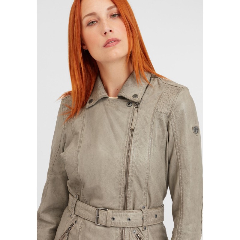 Geaca Lunga de Piele Naturala Dama Gipsy Gri GGDenna LEGV – IMBRACAMINTE