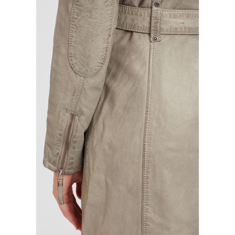 Geaca Lunga de Piele Naturala Dama Gipsy Gri GGDenna LEGV – IMBRACAMINTE