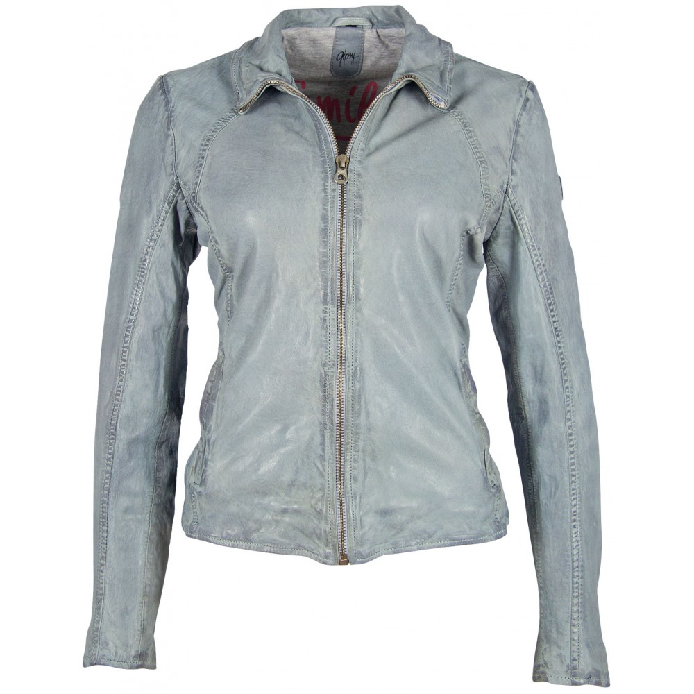 Geaca de Piele Naturala Dama Gipsy Albastru Deschis GGEyla LVTW - readytowear