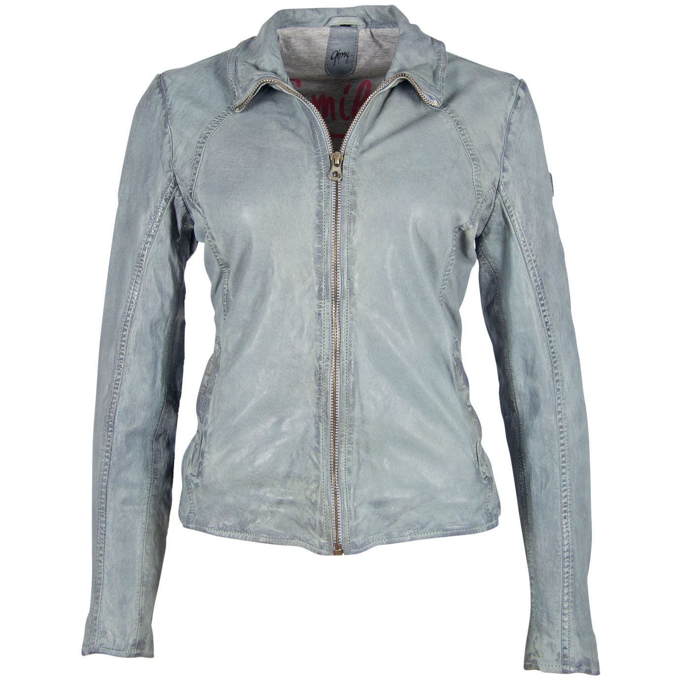 Geaca de Piele Naturala Dama Gipsy Albastru Deschis GGEyla LVTW – IMBRACAMINTE