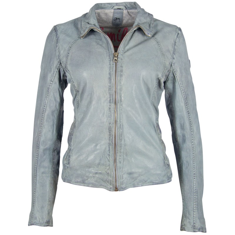 Geaca de Piele Naturala Dama Gipsy Albastru Deschis GGEyla LVTW – IMBRACAMINTE