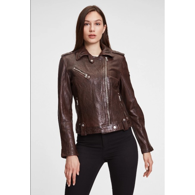 Geaca de Piele Naturala Dama Gipsy Castanie GGFamos LAMAXV – IMBRACAMINTE