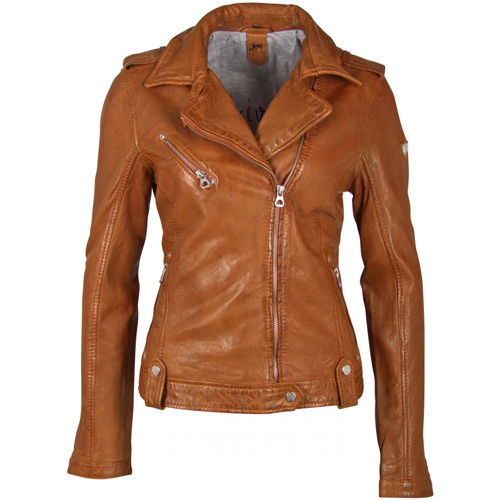 Geaca de Piele Naturala Dama Gipsy Coniac GGFamos LAMAXV - readytowear