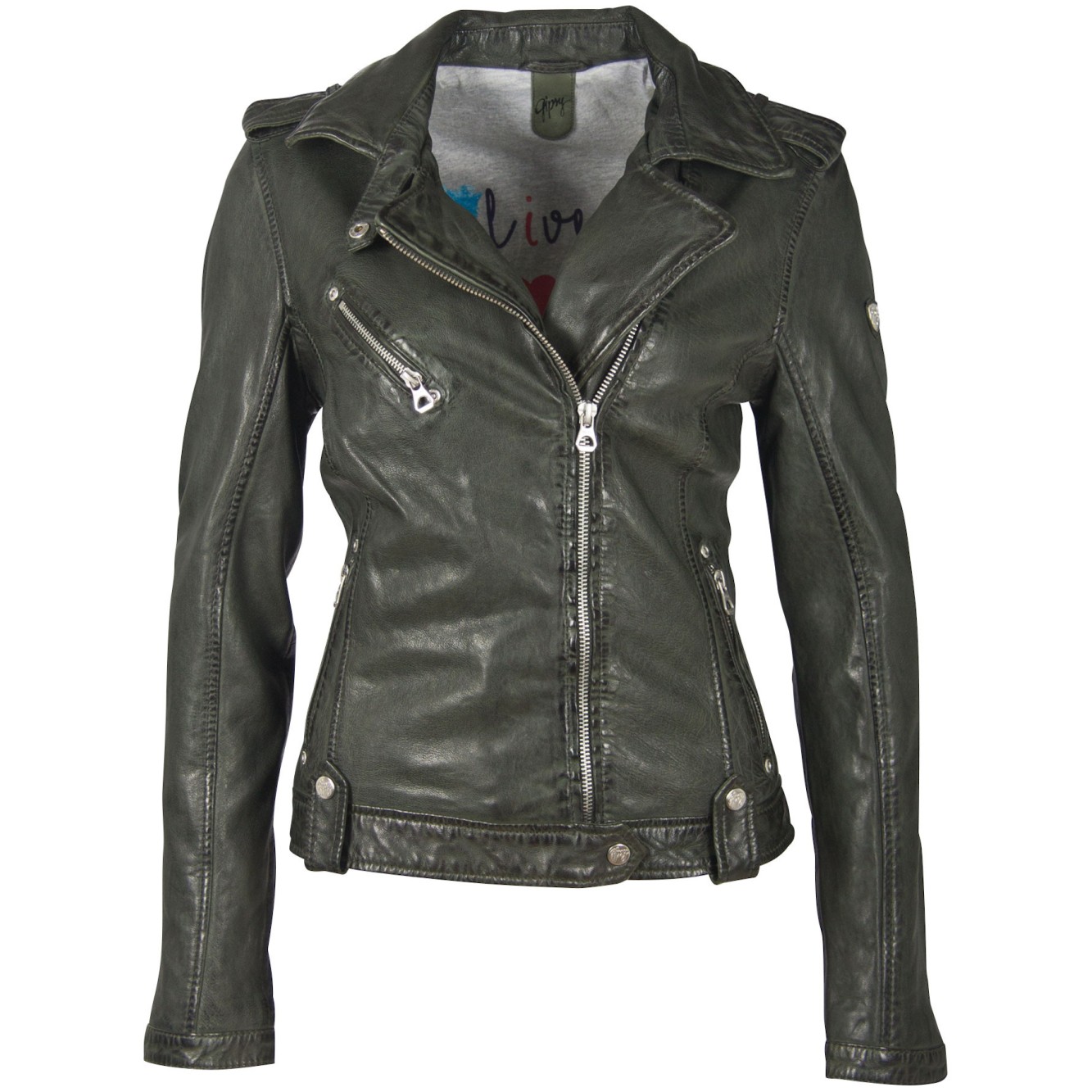 Geaca de Piele Naturala Dama Gipsy Verde Inchis GGFamos LAMAXV – IMBRACAMINTE