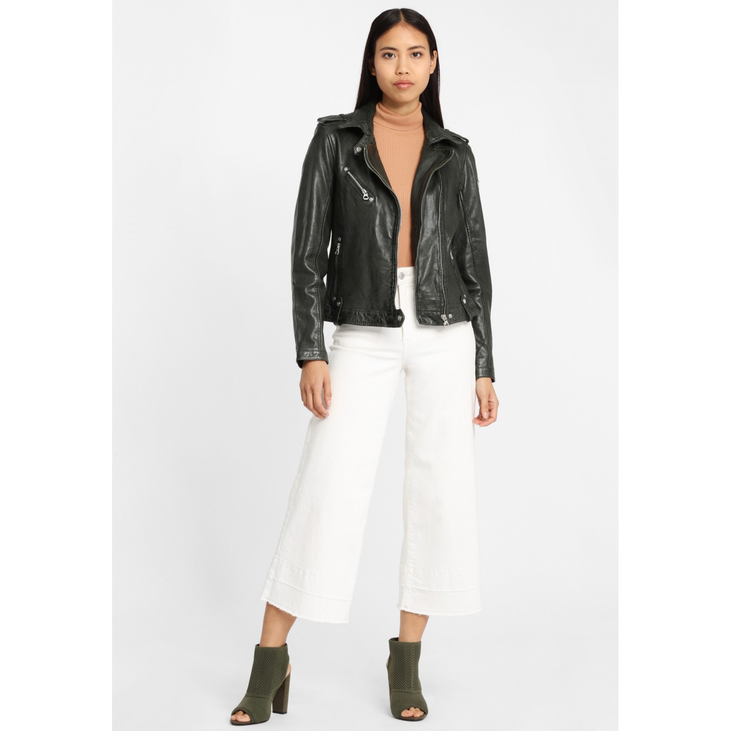 Geaca de Piele Naturala Dama Gipsy Verde Inchis GGFamos LAMAXV – IMBRACAMINTE