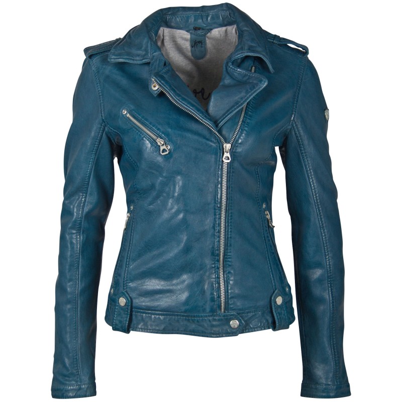 Geaca de Piele Dama Gipsy Albastra GGFamos LAMAXV – IMBRACAMINTE