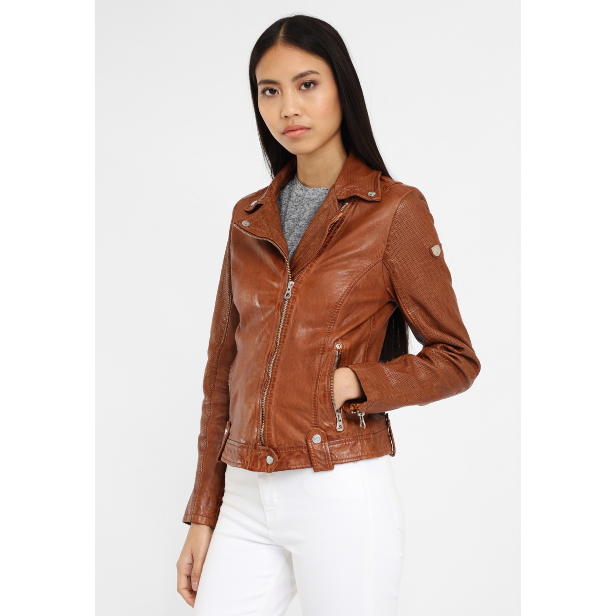 Geaca de Piele Naturala Dama Gipsy Coniac GGFavour LAMAXV – IMBRACAMINTE