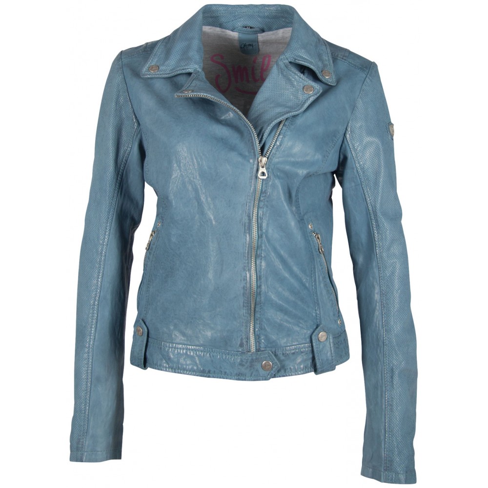 Geaca de Piele Naturala Dama Gipsy Albastru Deschis GGFavour LAMAXV Geaca de Piele Naturala Dama Gipsy Albastru Deschis GGFavour LAMAXV - readytowear