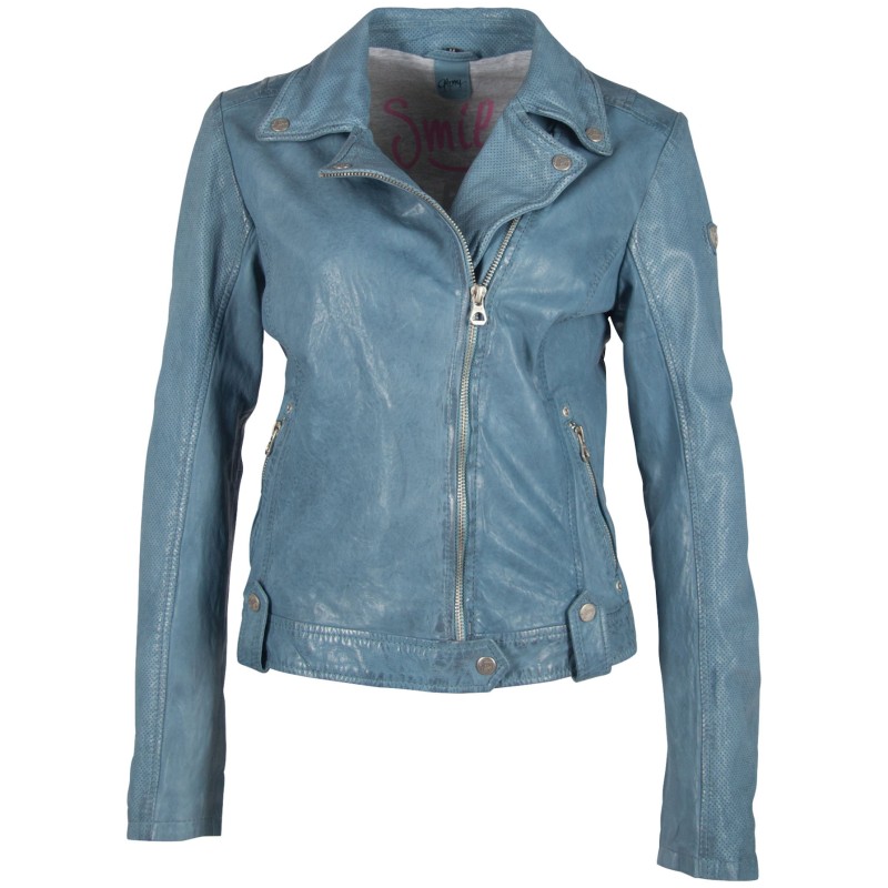 Geaca de Piele Naturala Dama Gipsy Albastru Deschis GGFavour LAMAXV – IMBRACAMINTE