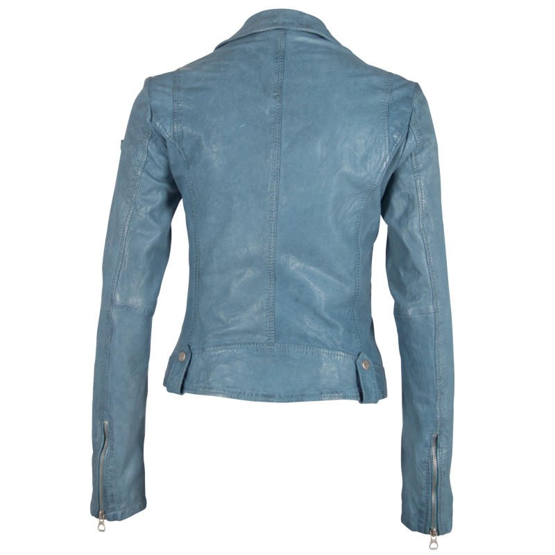 Geaca de Piele Naturala Dama Gipsy Albastru Deschis GGFavour LAMAXV – IMBRACAMINTE