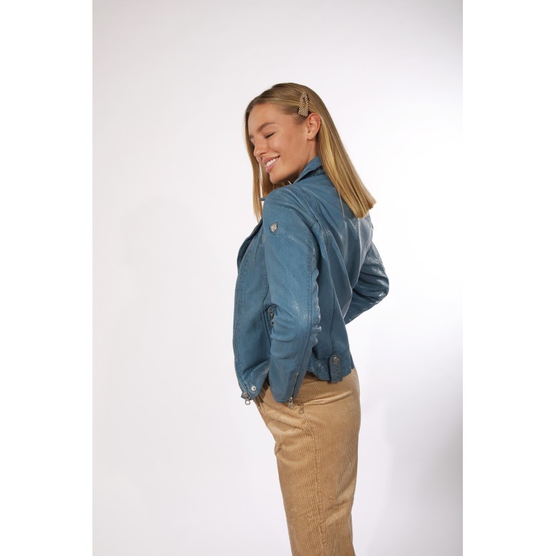 Geaca de Piele Naturala Dama Gipsy Albastru Deschis GGFavour LAMAXV – IMBRACAMINTE