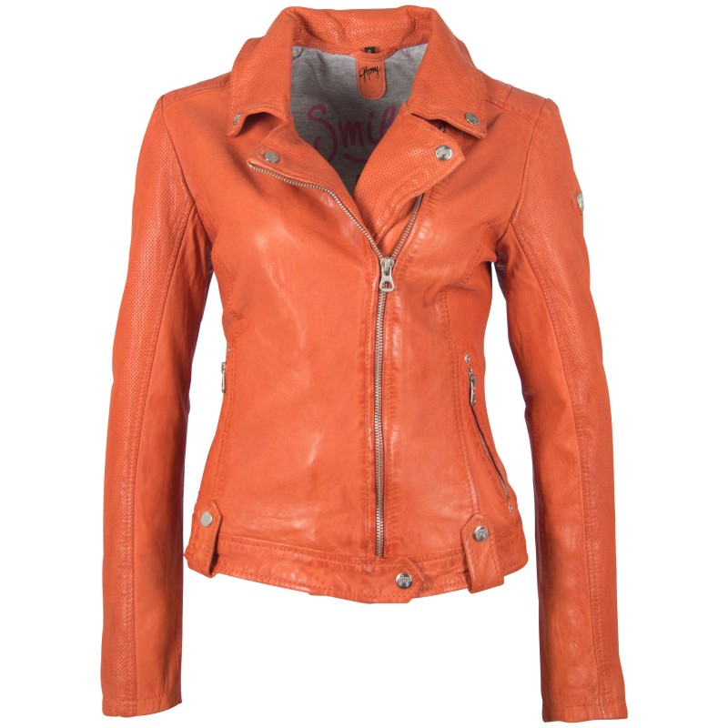 Geaca de Piele Dama Gipsy Portocalie GGFavour LAMAXV – IMBRACAMINTE