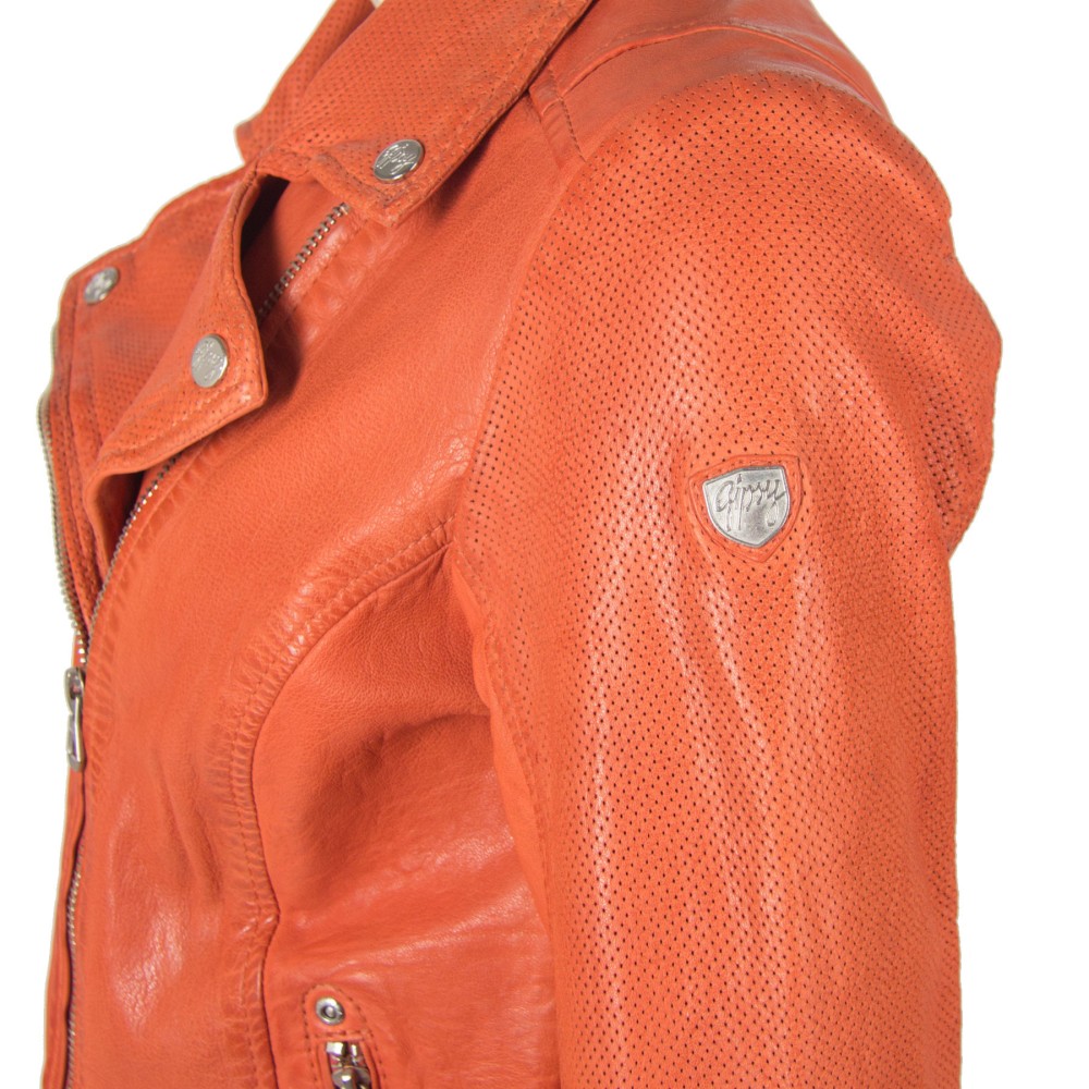 Geaca de Piele Dama Gipsy Portocalie GGFavour LAMAXV geci de piele - readytowear.ro