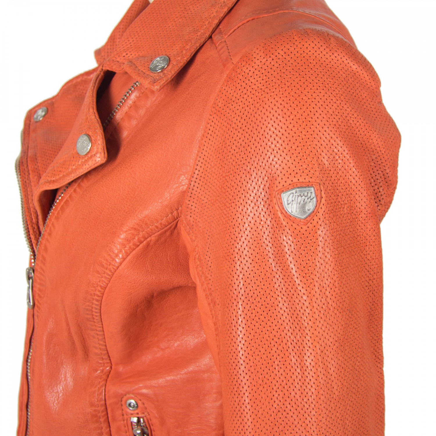 Geaca de Piele Dama Gipsy Portocalie GGFavour LAMAXV – IMBRACAMINTE Geaca de Piele Dama Gipsy Portocalie GGFavour LAMAXV – IMBRACAMINTE