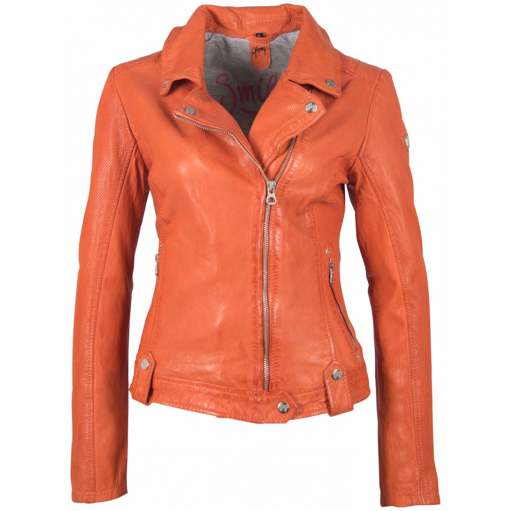 Geaca de Piele Dama Gipsy Portocalie GGFavour LAMAXV Geaca de Piele Dama Gipsy Portocalie GGFavour LAMAXV - readytowear