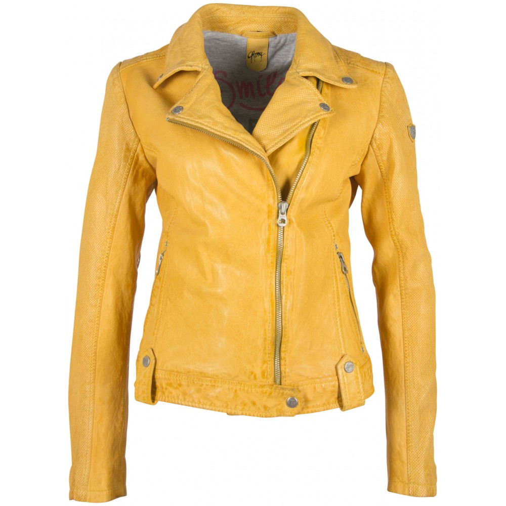 Geaca de Piele Naturala Dama Gipsy Galbena GGFavour LAMAXV - readytowear