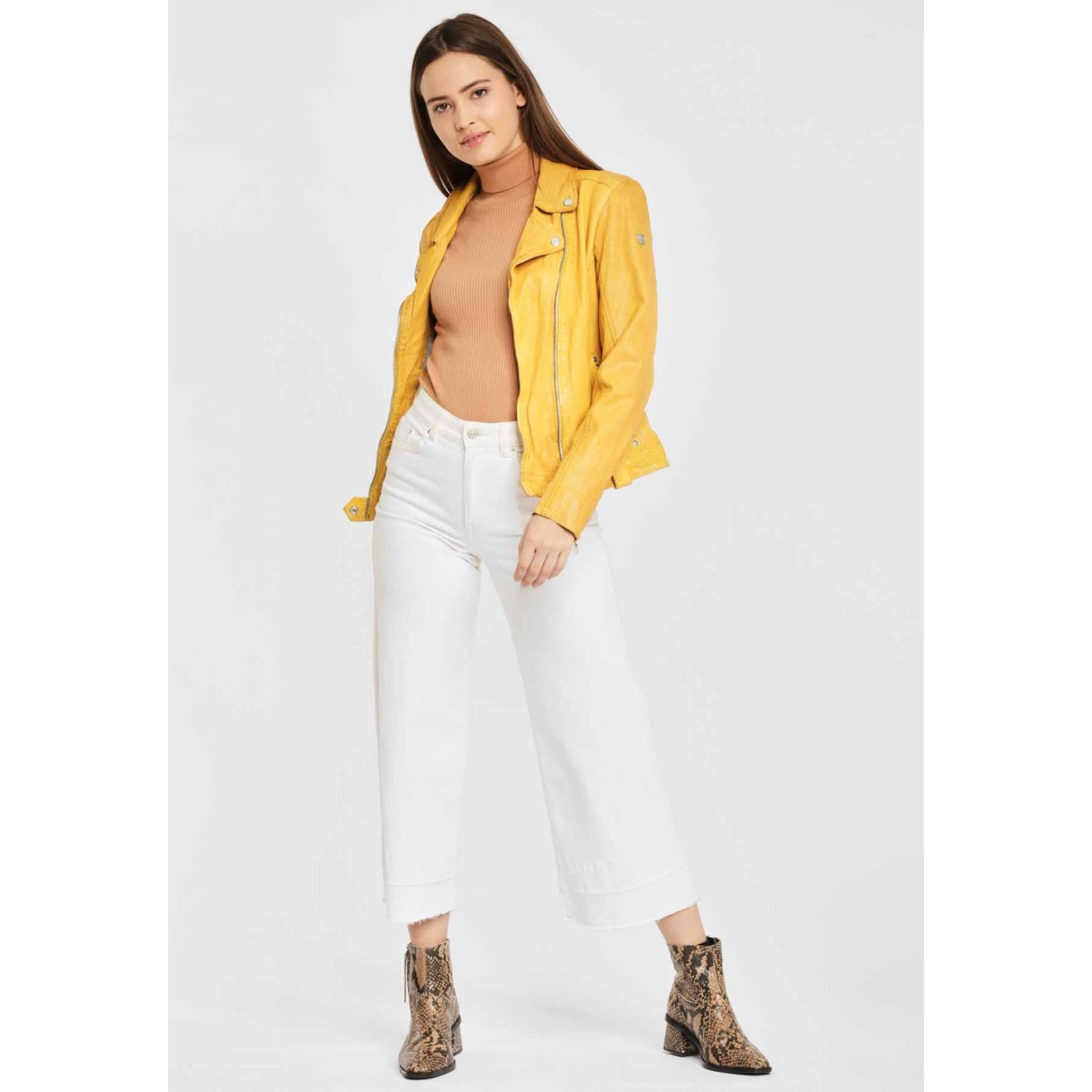 Geaca de Piele Naturala Dama Gipsy Galbena GGFavour LAMAXV – IMBRACAMINTE