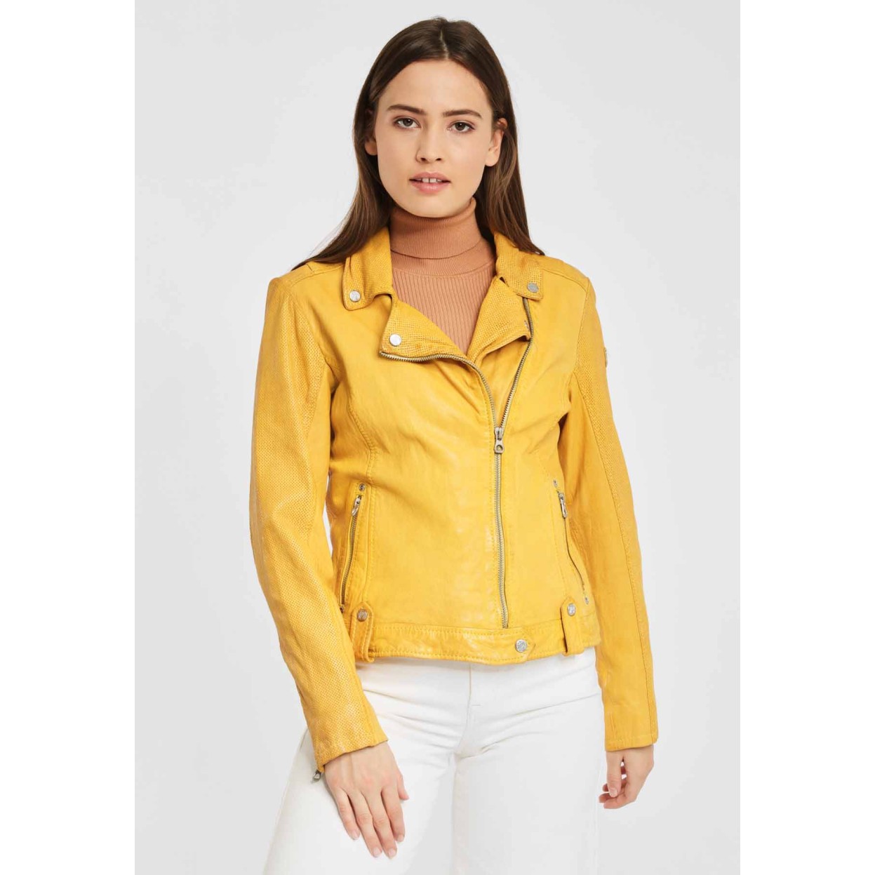 Geaca de Piele Naturala Dama Gipsy Galbena GGFavour LAMAXV – IMBRACAMINTE