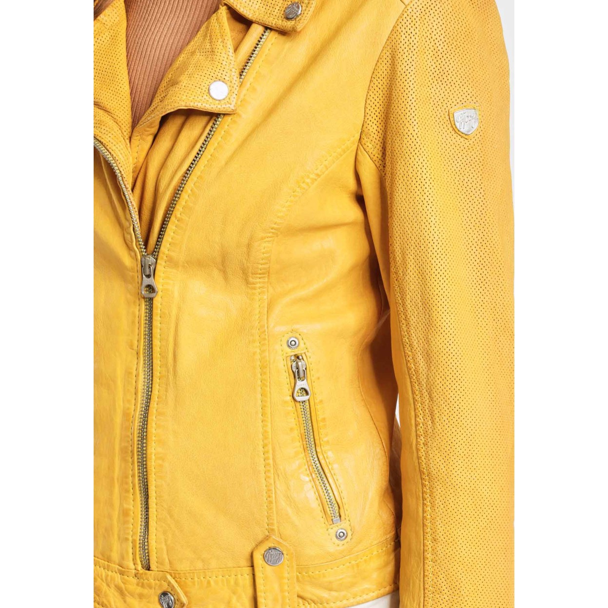 Geaca de Piele Naturala Dama Gipsy Galbena GGFavour LAMAXV – IMBRACAMINTE