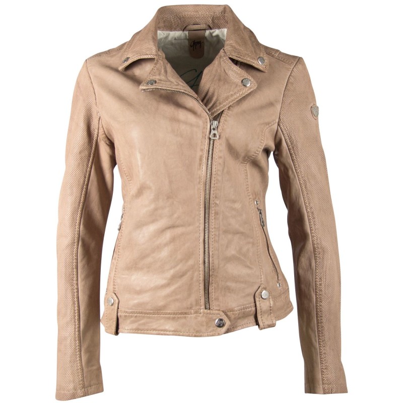 Geaca de Piele Dama Gipsy Alb Ivoriu GGFavour S21 LAMAXV – IMBRACAMINTE