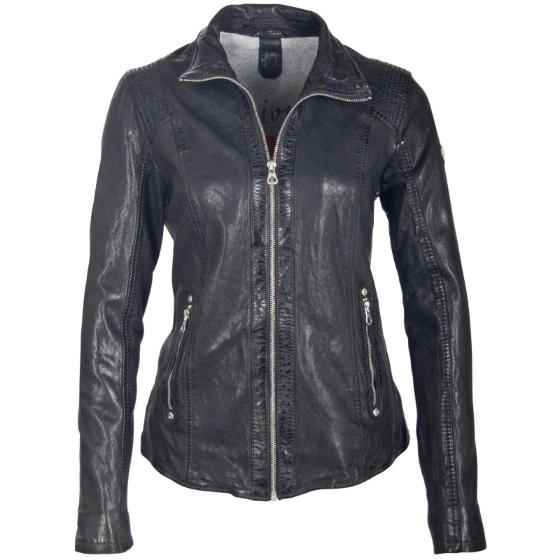 Geaca de Piele Naturala Dama Gipsy Negru/Albastru GGLyvia LAMAXV – IMBRACAMINTE