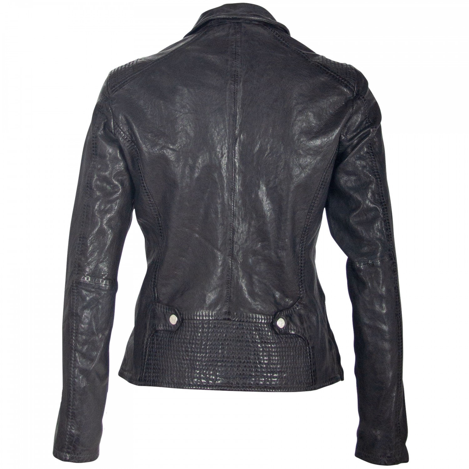 Geaca de Piele Naturala Dama Gipsy Negru/Albastru GGLyvia LAMAXV – IMBRACAMINTE