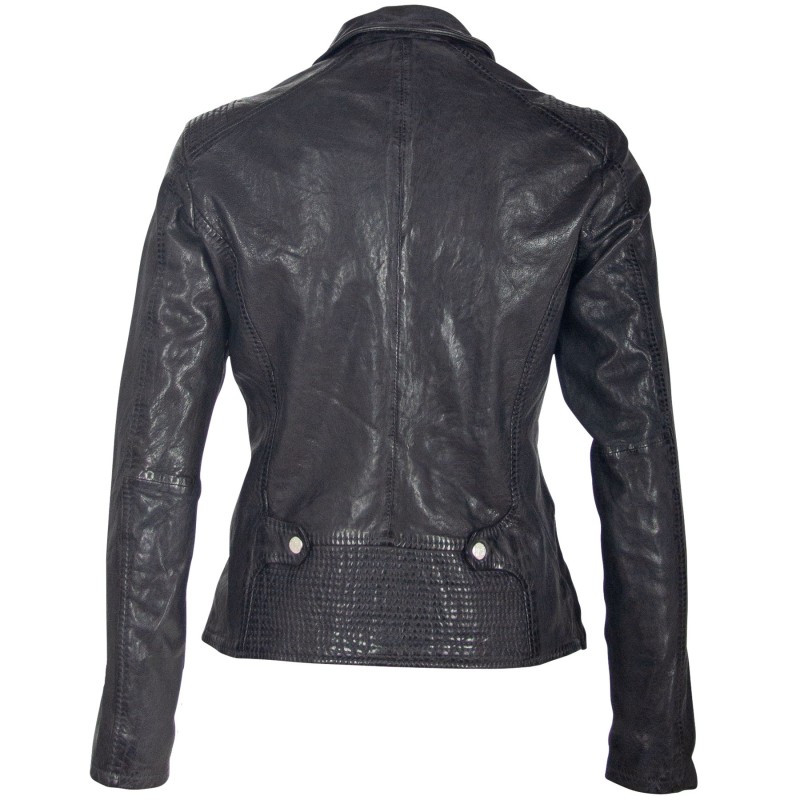 Geaca de Piele Naturala Dama Gipsy Negru/Albastru GGLyvia LAMAXV – IMBRACAMINTE