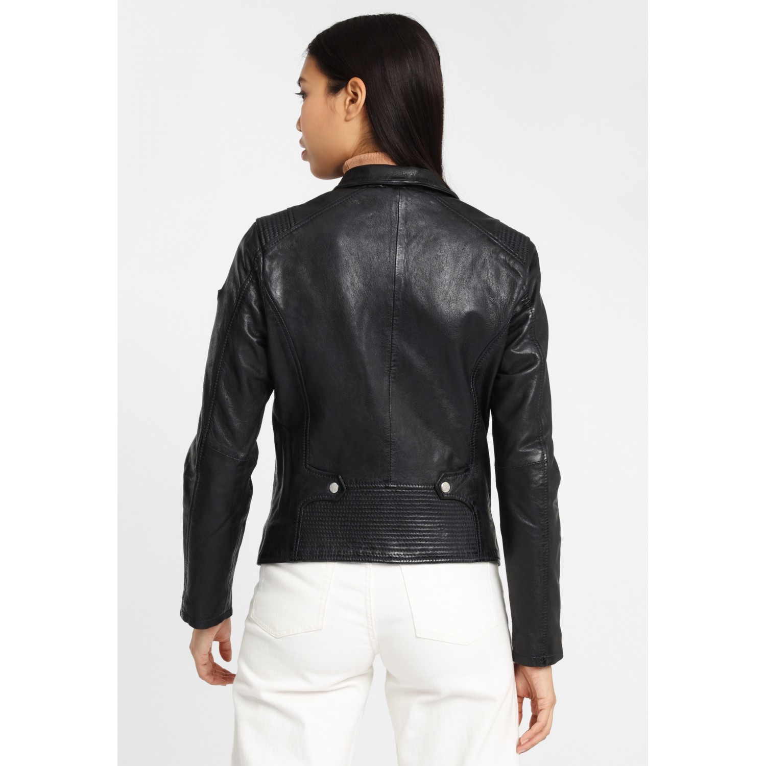 Geaca de Piele Naturala Dama Gipsy Negru/Albastru GGLyvia LAMAXV – IMBRACAMINTE