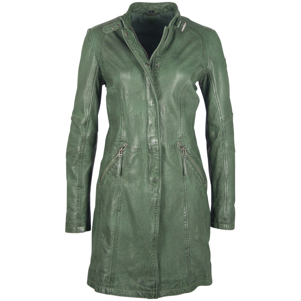 Geaca Lunga de Piele Naturala Dama Gipsy Verde GGMette LATEV Geaca Lunga de Piele Naturala Dama Gipsy Verde GGMette LATEV - readytowear