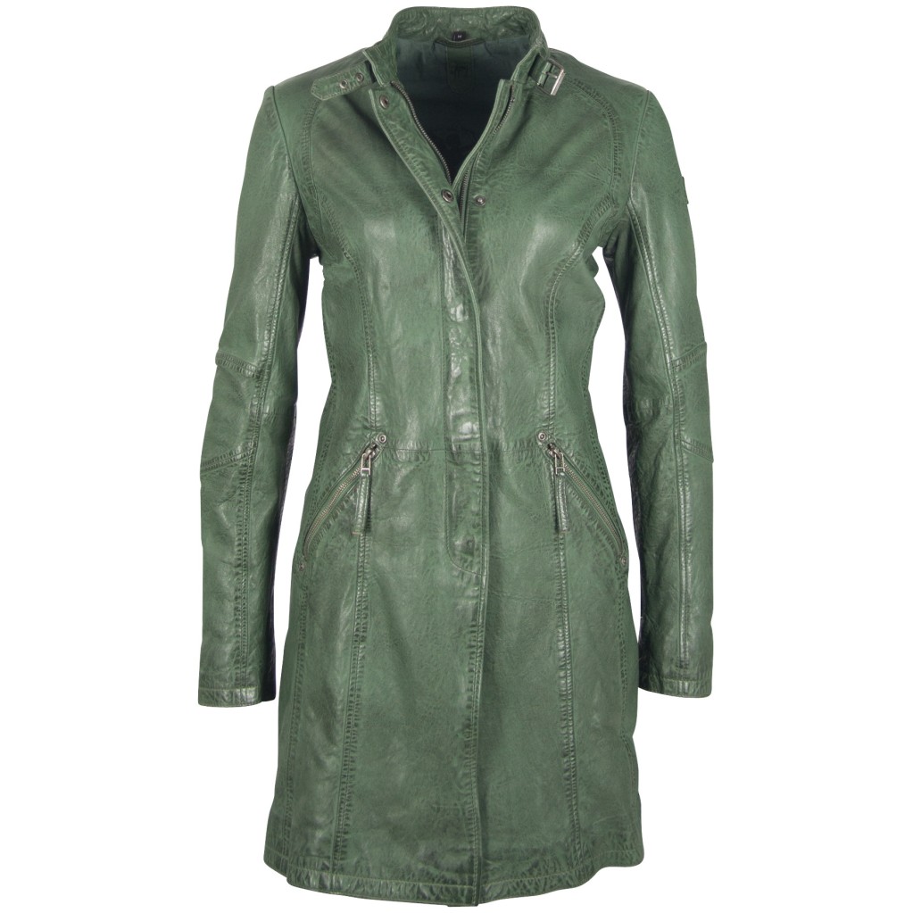 Geaca Lunga de Piele Naturala Dama Gipsy Verde GGMette LATEV – IMBRACAMINTE