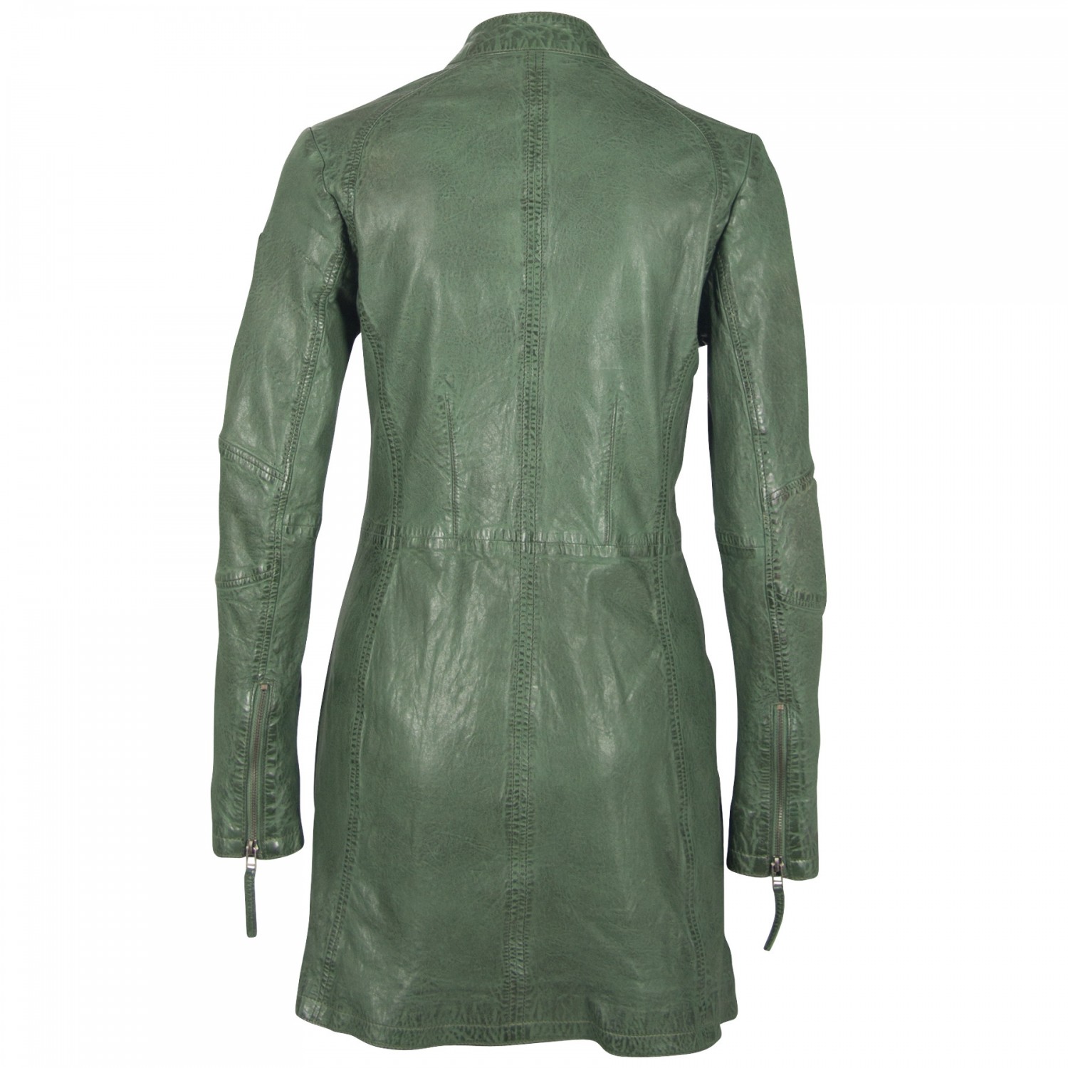 Geaca Lunga de Piele Naturala Dama Gipsy Verde GGMette LATEV – IMBRACAMINTE