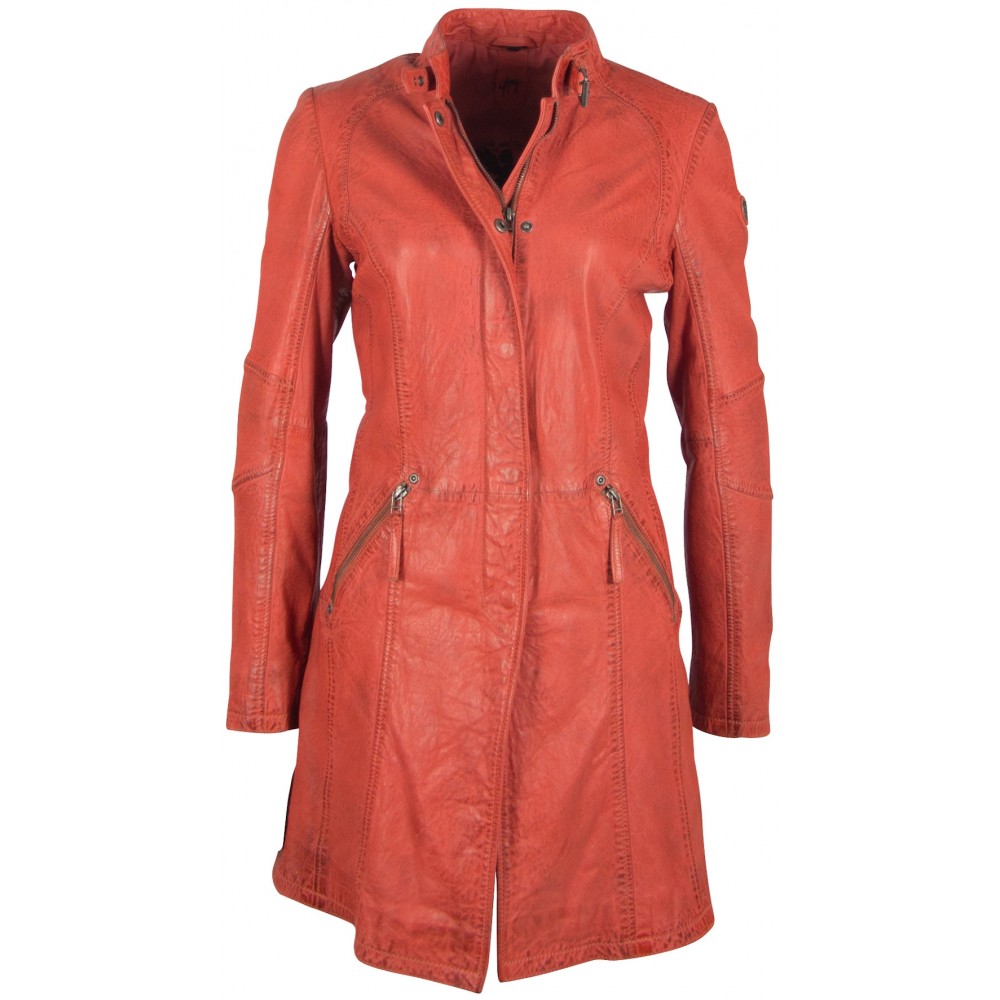 Geaca Lunga de Piele Naturala Dama Gipsy Portocalie GGMette LATEV Geaca Lunga de Piele Naturala Dama Gipsy Portocalie GGMette LATEV - readytowear