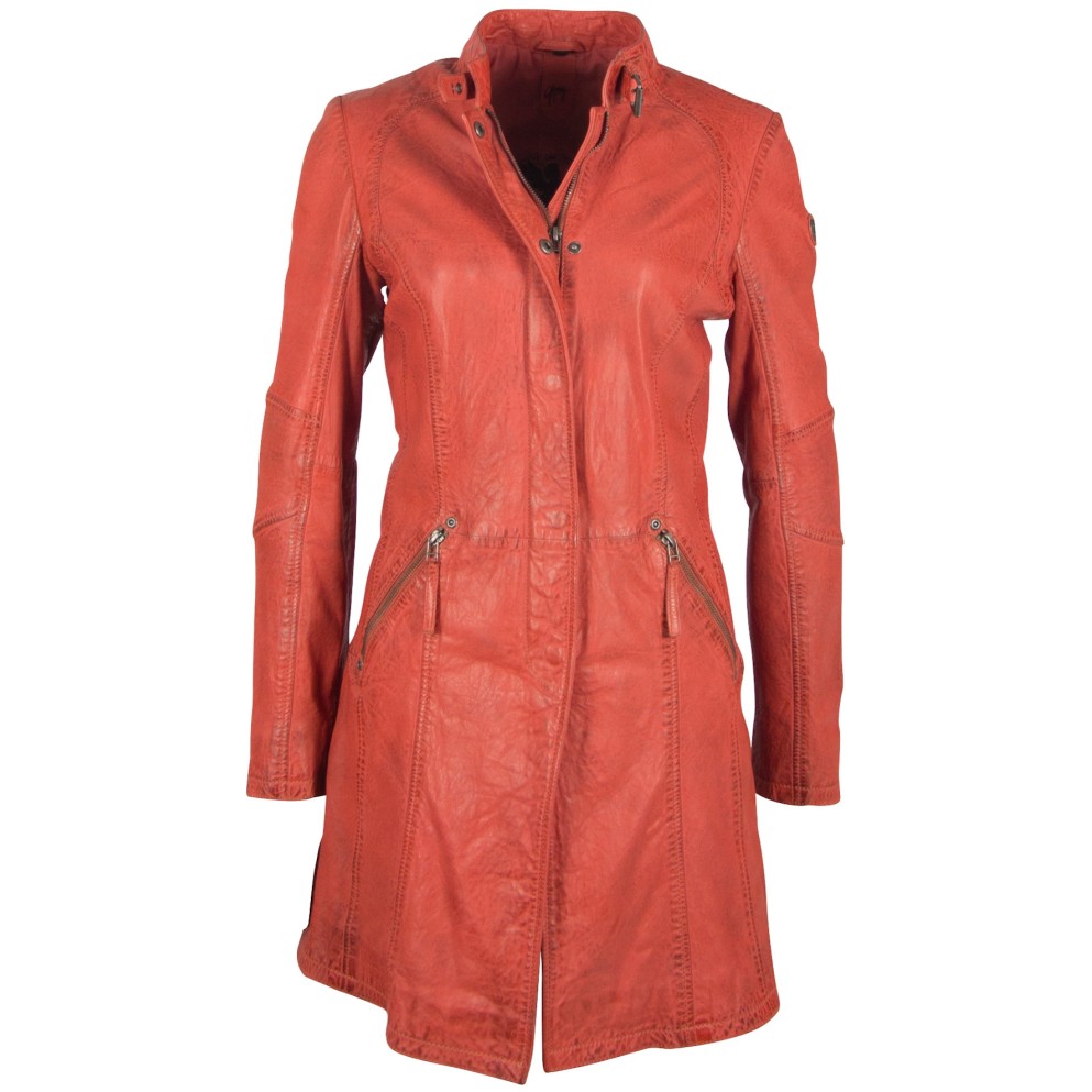 Geaca Lunga de Piele Naturala Dama Gipsy Portocalie GGMette LATEV – IMBRACAMINTE