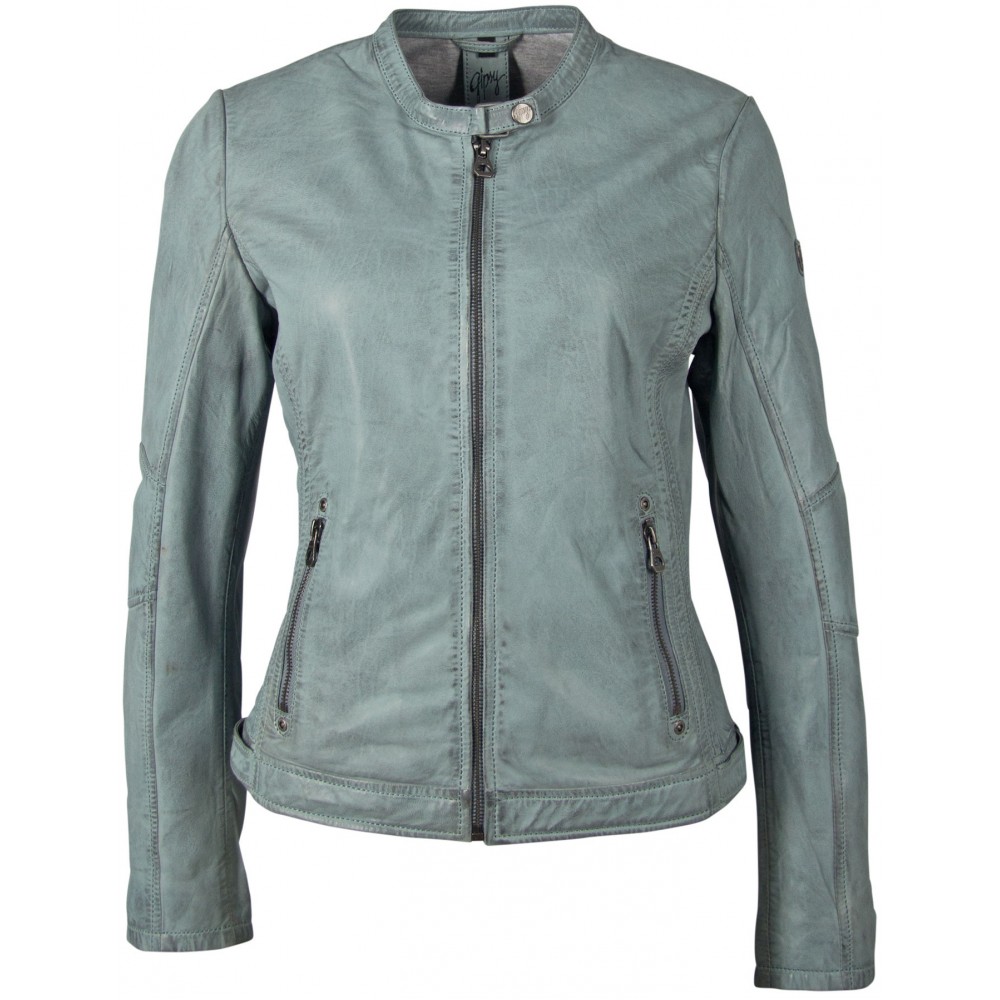Geaca de Piele Naturala Dama Gipsy Albastru Pal GGMieke 2 NSLV - readytowear