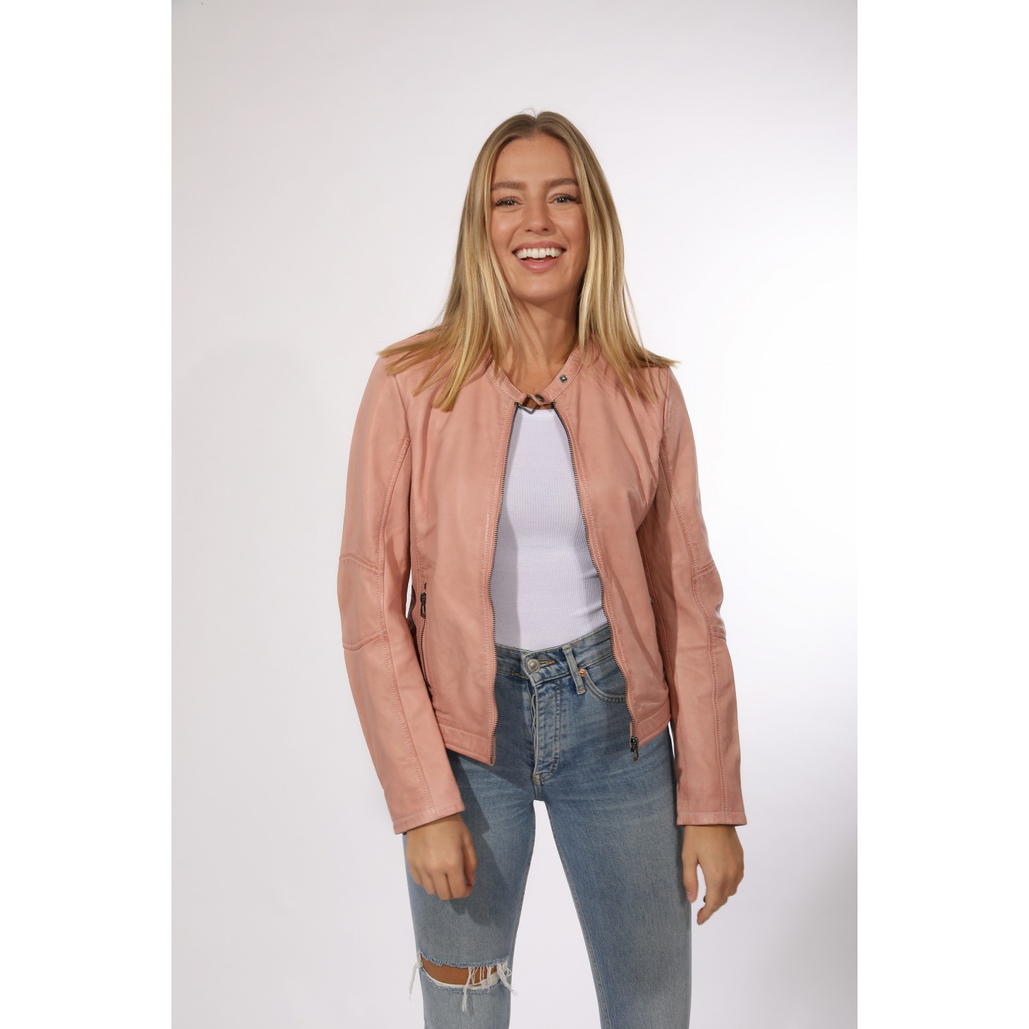 Geaca de Piele Naturala Dama Gipsy Roz Pal GGMieke 2 NSLV – IMBRACAMINTE