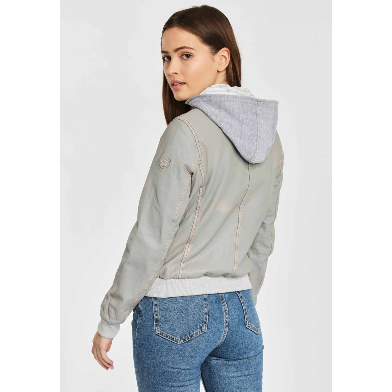 Geaca de Piele Naturala Dama Gipsy Gri GGMoxi LULV – IMBRACAMINTE