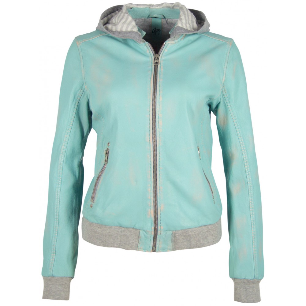 Geaca de Piele Naturala Dama Gipsy Bleu GGMoxi LULV Geaca de Piele Naturala Dama Gipsy Bleu GGMoxi LULV - readytowear