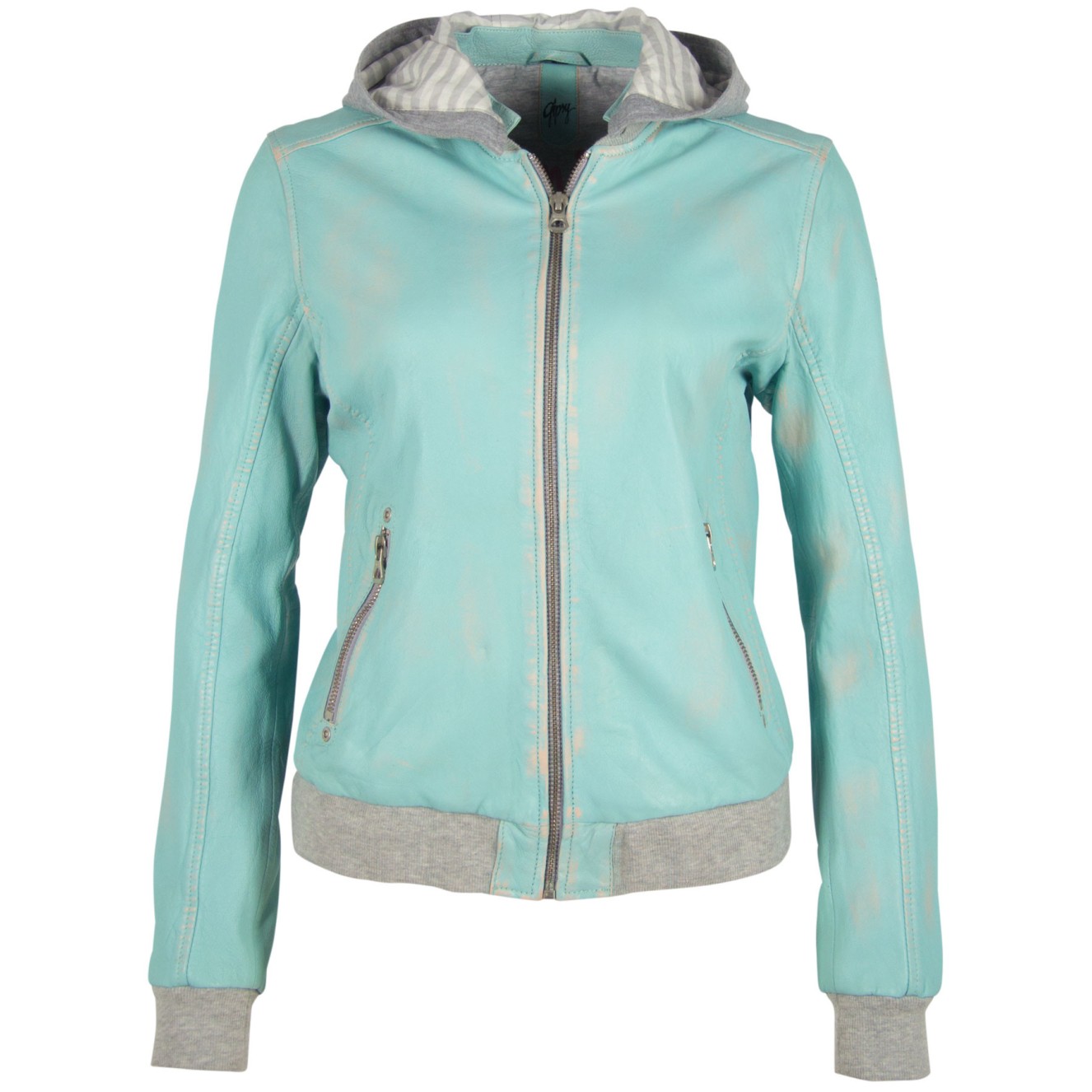 Geaca de Piele Naturala Dama Gipsy Bleu GGMoxi LULV – IMBRACAMINTE