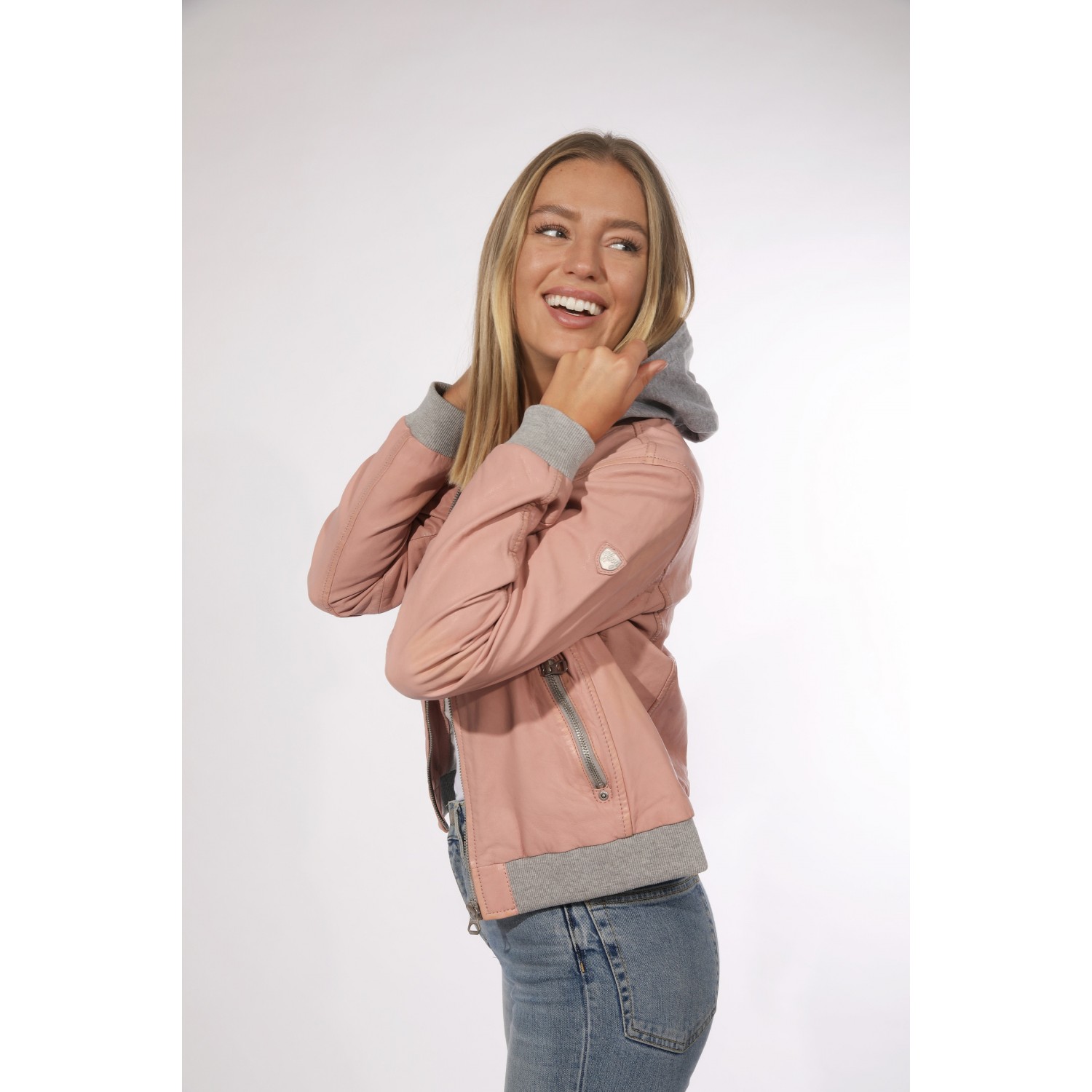 Geaca de Piele Naturala Dama Gipsy Roz GGMoxi LULV – IMBRACAMINTE