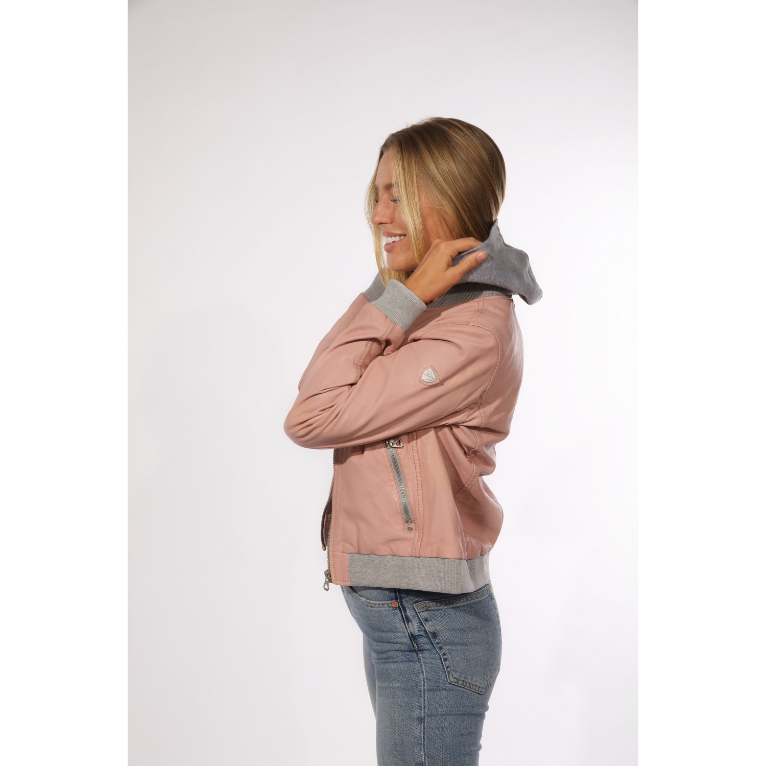 Geaca de Piele Naturala Dama Gipsy Roz GGMoxi LULV – IMBRACAMINTE