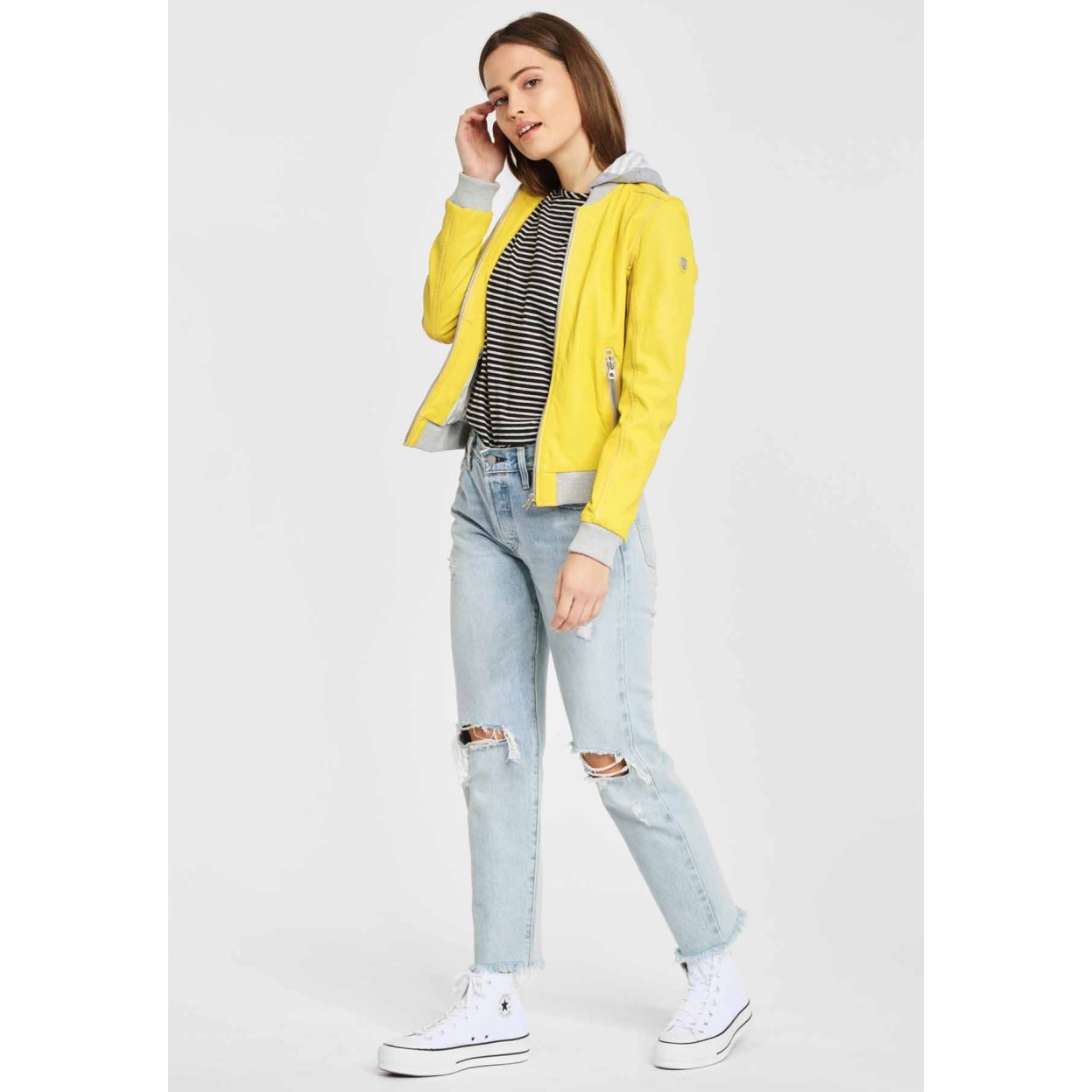 Geaca de Piele Naturala Dama Gipsy Galbena GGMoxi LULV – IMBRACAMINTE